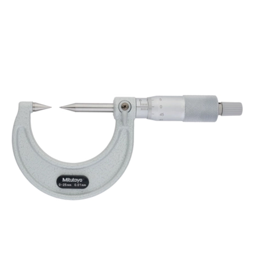 Mitutoyo 112-213 Point Micrometer, Range 0-25mm, Graduation 0.01mm, 30 Degree Carbide Tipped