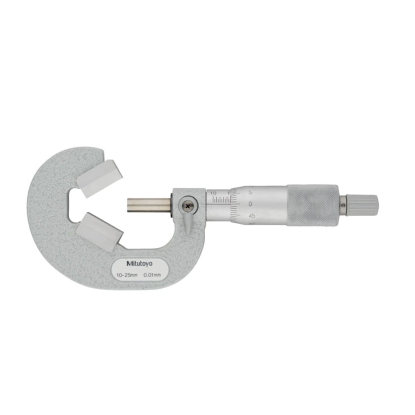 Mitutoyo 114-162 Three Flute V-Anvil Micrometer, Range 10-25mm, Graduation 0.01mm