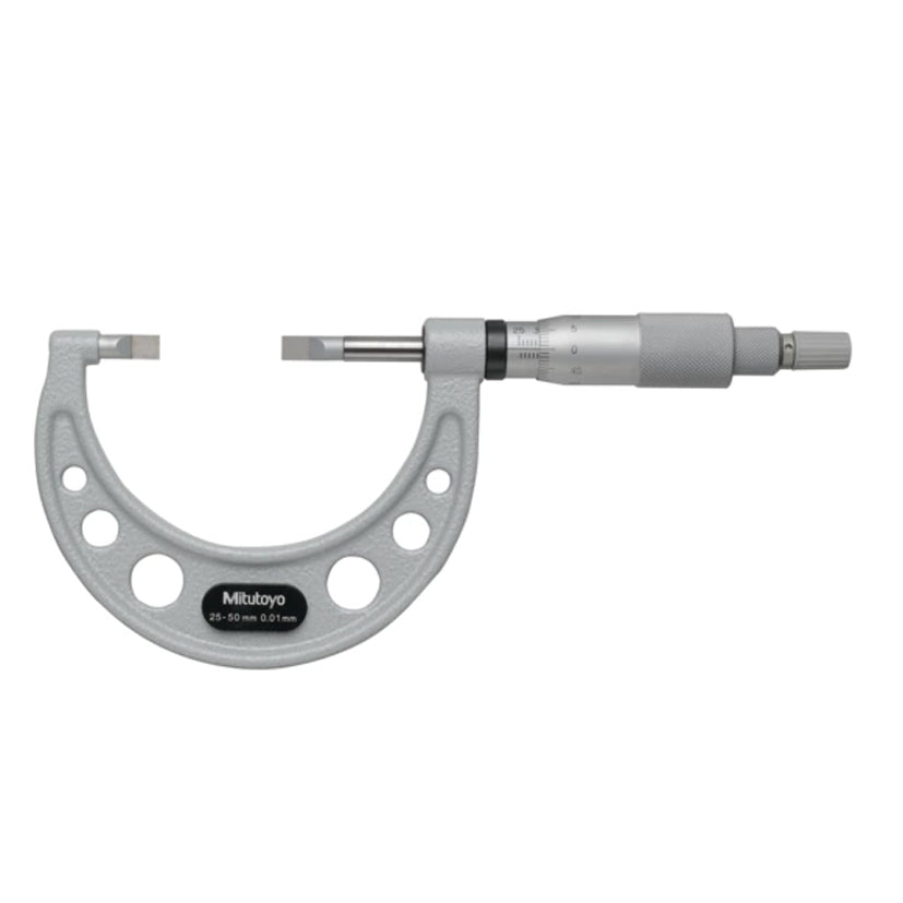 Mitutoyo 122-162-10 Blade Micrometer, Range 25-50mm, Graduation 0.01mm, Non-Rotating Spindle