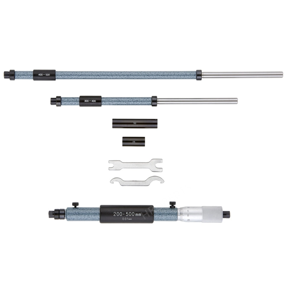 Mitutoyo 141-117 Interchangeable Rod Inside Micrometer, Range 200-500mm, Graduation 0.01mm