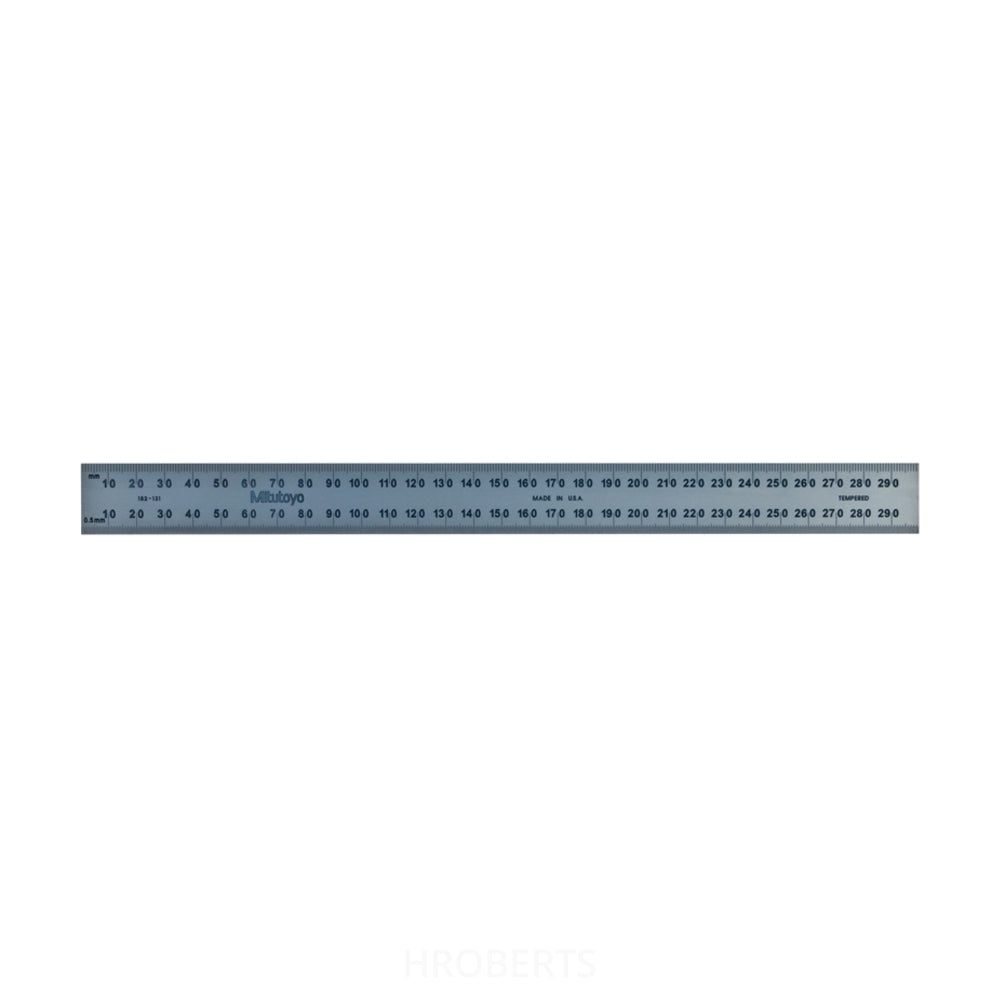 Mitutoyo 182-131 - 300mm Steel Rule Rigid, Range 300mm, Graduation 1mm, 0.5mm ( On Both Faces )