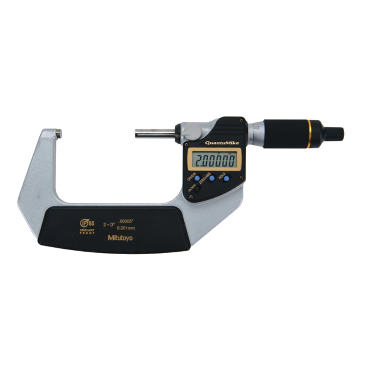 Mitutoyo 293-187-30 Digimatic Digital Quantumike Fast Action Micrometer, Range 2-3" / 50.8-76.2mm, Resolution 0.00005" / 0.001mm