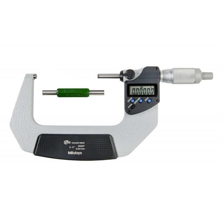 Mitutoyo 293-347-30 Digimatic Digital Micrometer, Range 3-4" / 76.2-101.6mm, Resolution 0.00005" / 0.001mm, IP65