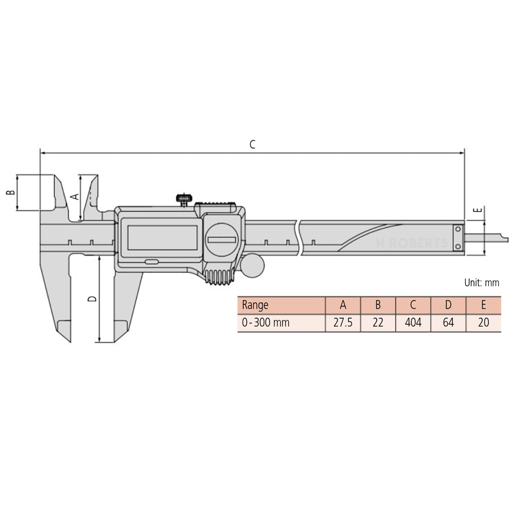 Mitutoyo 500-764-20 Digimatic Digital Coolant Proof Caliper, Range 0-300mm / 0-12", Resolution 0.01mm / 0.0005", Absolute System, IP67 and SPC Data Output