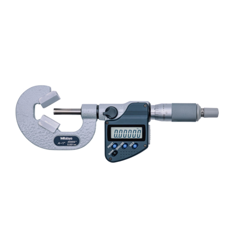 Mitutoyo 314-362-30 Digimatic Digital V-Anvil Micrometer, Range 0.4-1" / 10.16-25.4mm with SPC Data Output