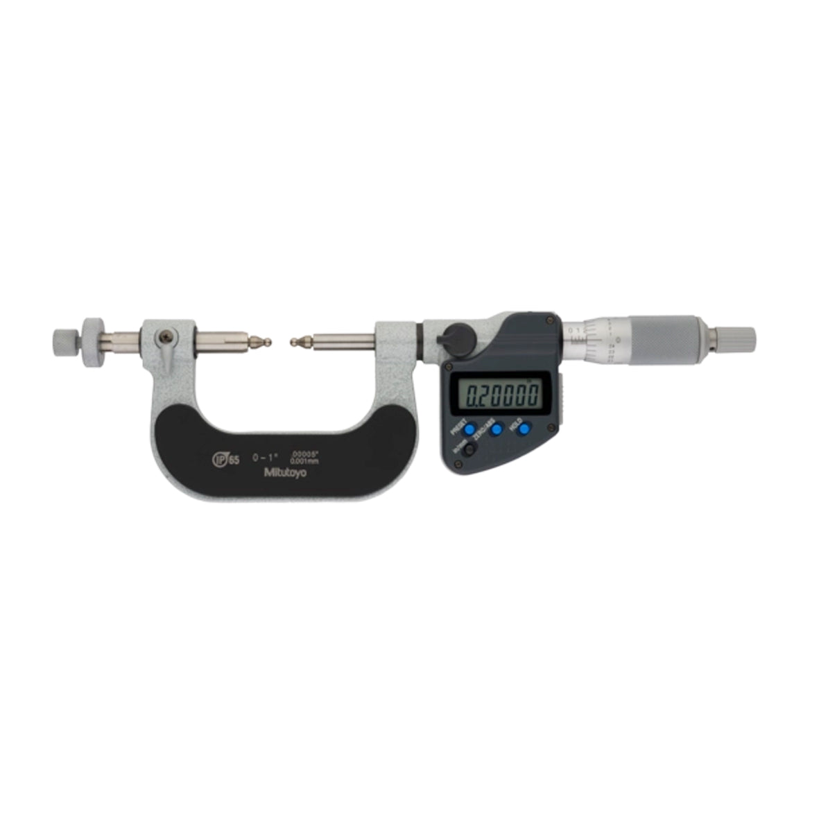 Mitutoyo 324-351-30 Digimatic Digital Interchangable Anvil Gear Tooth Micrometer, Range 0-1" /  0-25.4mm, Resolution 0.00005" / 0.001mm, IP65, with SPC Data Output