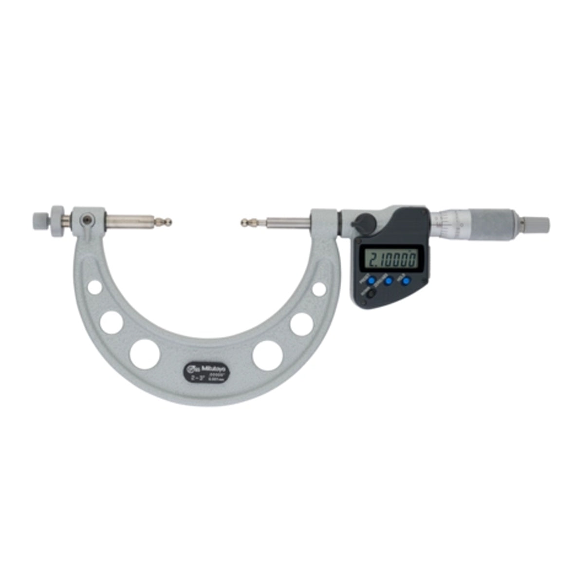 Mitutoyo 324-353-30 Digimatic Digital Interchangable Anvil Gear Tooth Micrometer, Range 2-3" /  50.8-76.2mm, Resolution 0.00005" / 0.001mm, IP65, with SPC Data Output