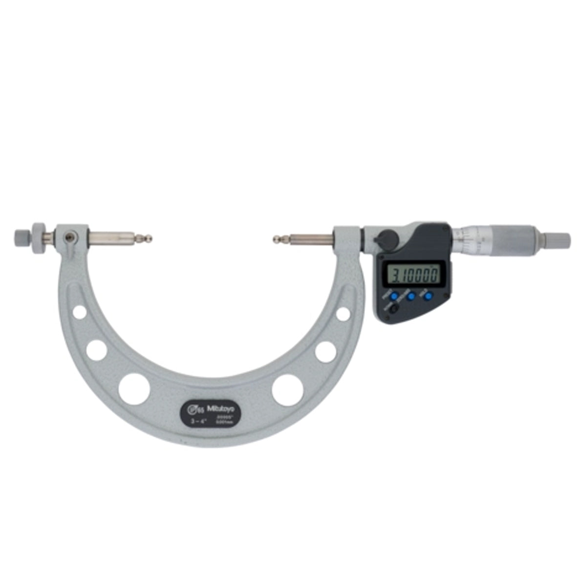 Mitutoyo 324-354-30 Digimatic Digital Interchangable Anvil Gear Tooth Micrometer, Range 3-4" /  76.2-101.6mm, Resolution 0.00005" / 0.001mm, IP65, with SPC Data Output