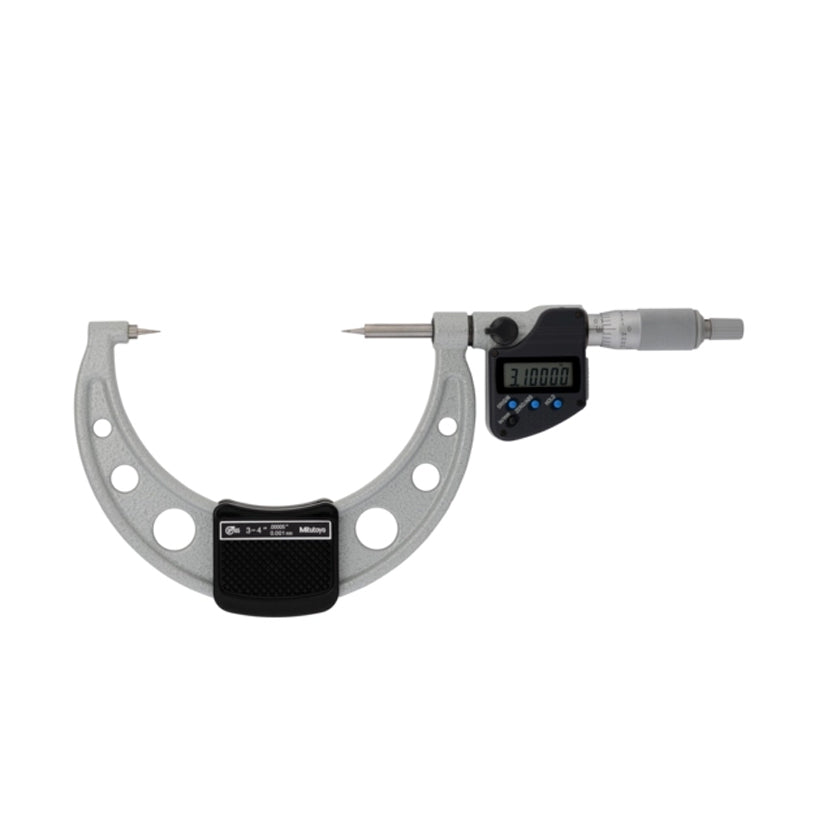 Mitutoyo 342-354-30 Digimatic Digital Point Micrometer, Range 3-4" / 76.2-101.6mm, Resolution 0.00005" / 0.001mm, 15 Degree Carbide Tipped, IP65, with SPC Data Output