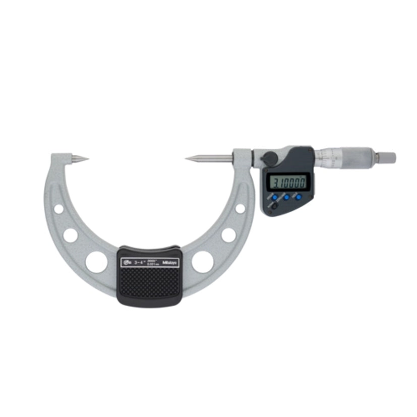 Mitutoyo 342-364-30 Digimatic Digital Point Micrometer, Range 3-4" / 76.2-101.6mm, Resolution 0.00005" / 0.001mm, 30 Degree Carbide Tipped, IP65, with SPC Data Output