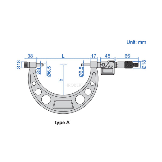 Insize 3506-150A Interchangeable Anvil Micrometer, IP65, Range 0-150mm / 0-6", Resolution 0.001mm / 0.0001"