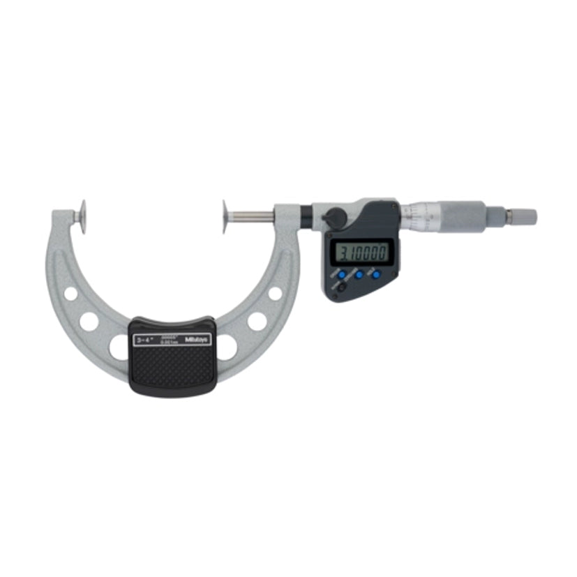 Mitutoyo 369-353-30 Digimatic Digital Non-Rotating Spindle Disc Micrometer, Range 3-4" / 76.2-101.6mm, Resolution 0.00005" / 0.001mm with SPC Data Output, Disc Dia 20mm