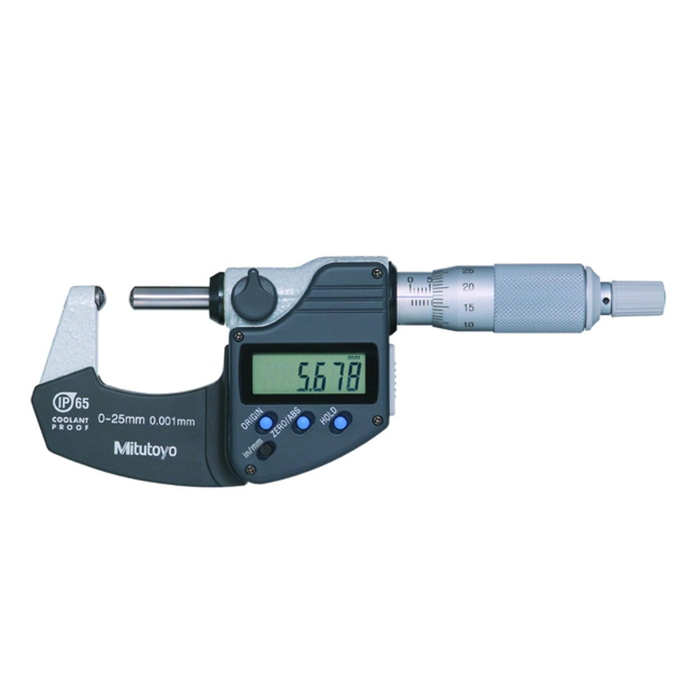 Mitutoyo 395-371-30 Digital Tube Micrometer, Range 0-1" / 0-25.4mm, Resolution 0.00005" / 0.001mm, IP65 with SPC Data Output, Spherical Anvil and Spindle