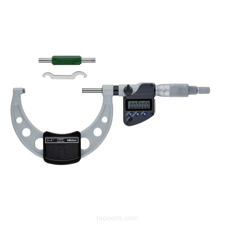 Mitutoyo 406-353-30 Digimatic Digital Non-Rotating Splindle Micrometer, Range 3-4" / 76.2-101.6mm, Resolution 0.00005" / 0.001mm with SPC Data Output