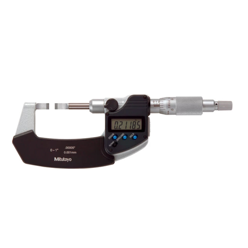 Mitutoyo 422-370-30 Digimatic Digital Blade Micrometer, Range 0-1" / 0 - 25.4mm, Resolution 0.00005" / 0.001mm with SPC Data Output, Non-Rotating Spindle