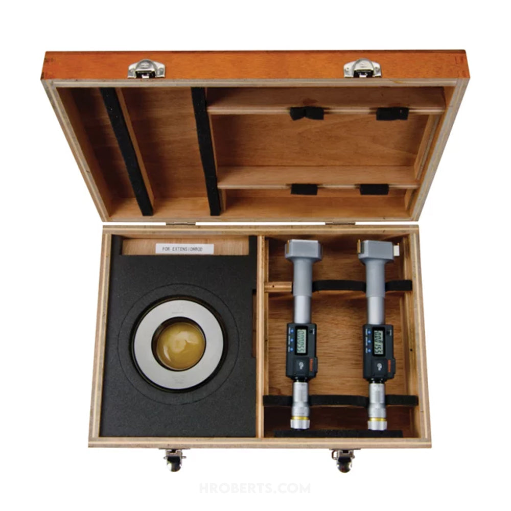 Mitutoyo 468-989 Digmatic Digital Holtest Bore Micrometer Non-Interchangable-Head Set, 3-Point Contact, Range 2-3" / 50.8-76.2mm, Resolution 0.00005" / 0.001mm, IP65, with SPC Data Output, Supplied with Setting Ring