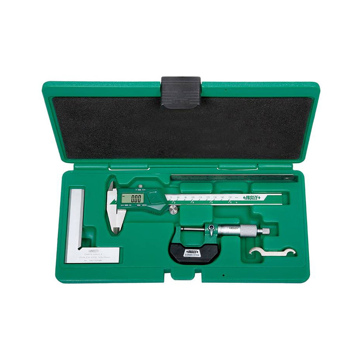 Insize (5042-W) 4 Piece Measuring Tool Set with Digital Caliper without Thumb Roller