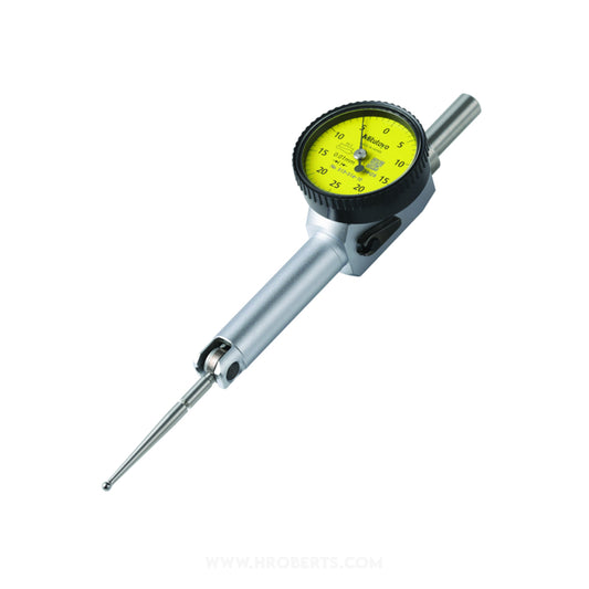 Mitutoyo 513-514-10T Lever Dial Indicator Pocket Type, Graduation 0.01mm, Range 0.5mm, Scale 0-25-0, Stylus Length 33.3mm, Bezel Diameter 29.2mm