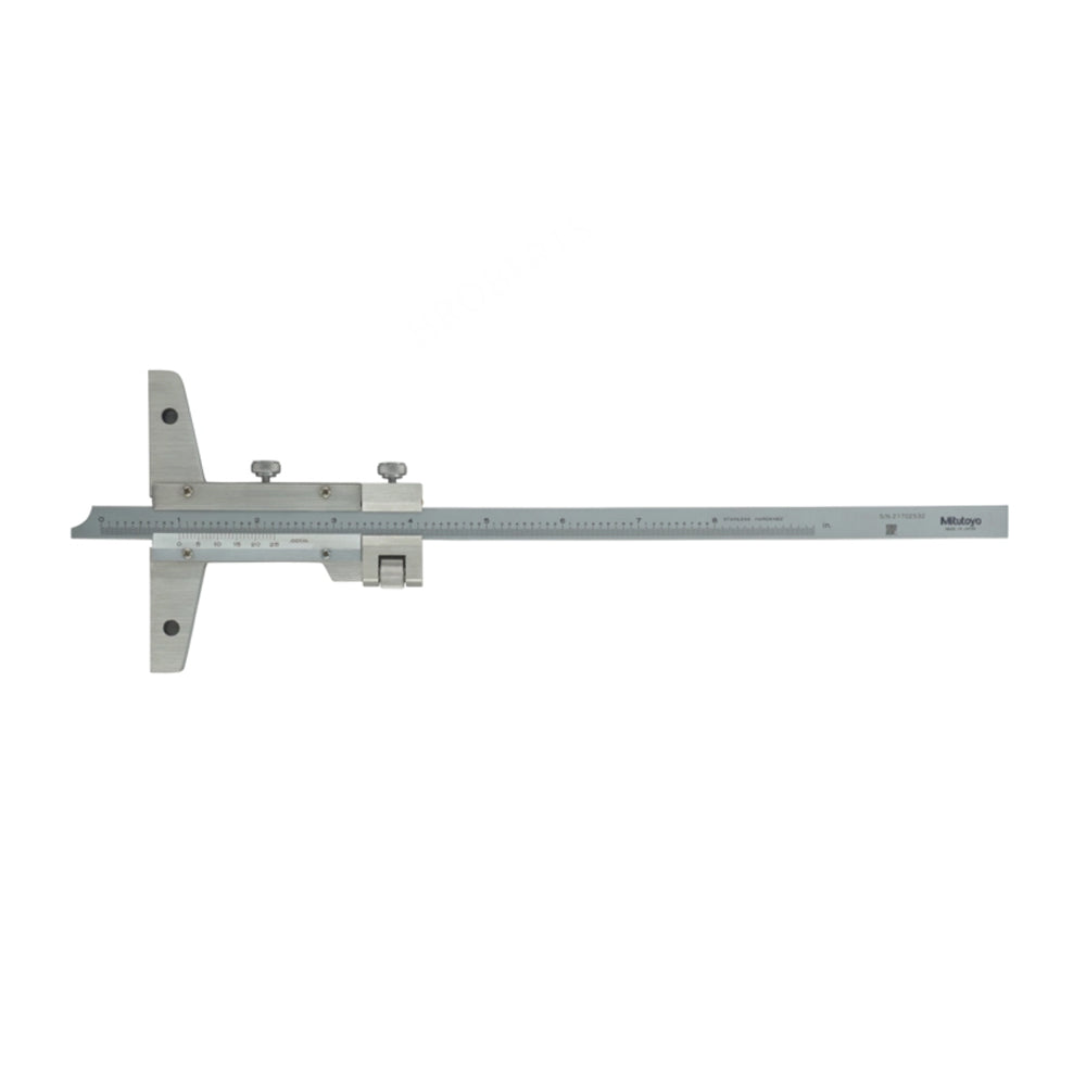 Mitutoyo 527-112 Vernier Depth Gauge, Range 0-8", Graduation 0.001", with Fine Adjustment, Base 3.93 x 0.25"