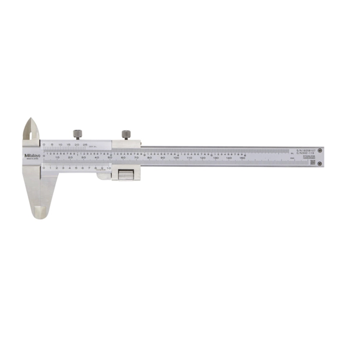 Mitutoyo 532-119 Vernier Caliper 0-130mm / 0-5" Graduation 0.02mm / 0.001" with Fine Adjustment
