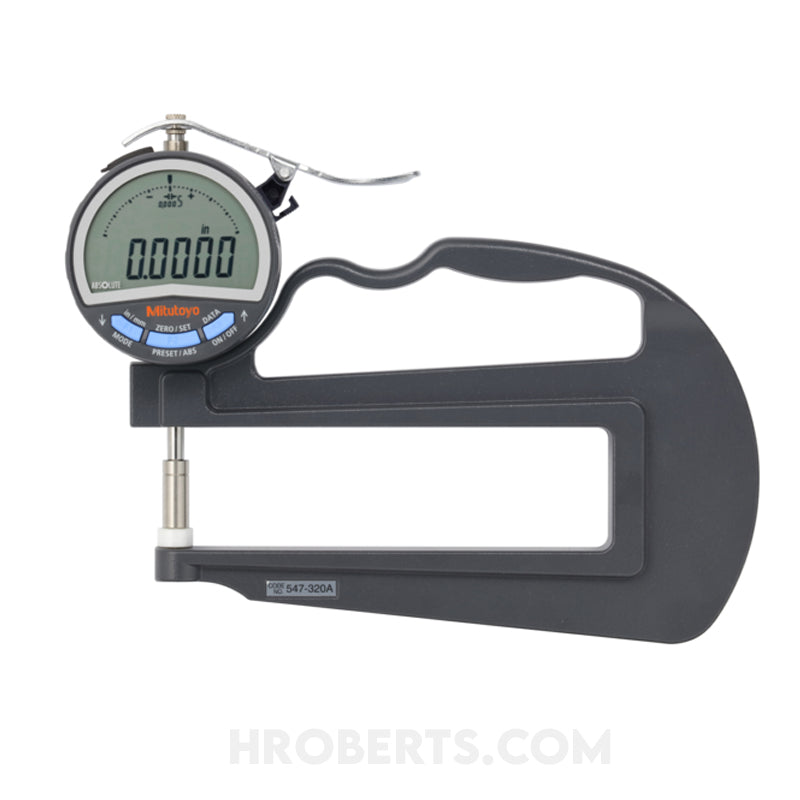 Mitutoyo 547-320A Digimatic Digital Thickness Gauge, Range 0-10mm / 0-0.4", Resolution 0.01mm / 0.0005"