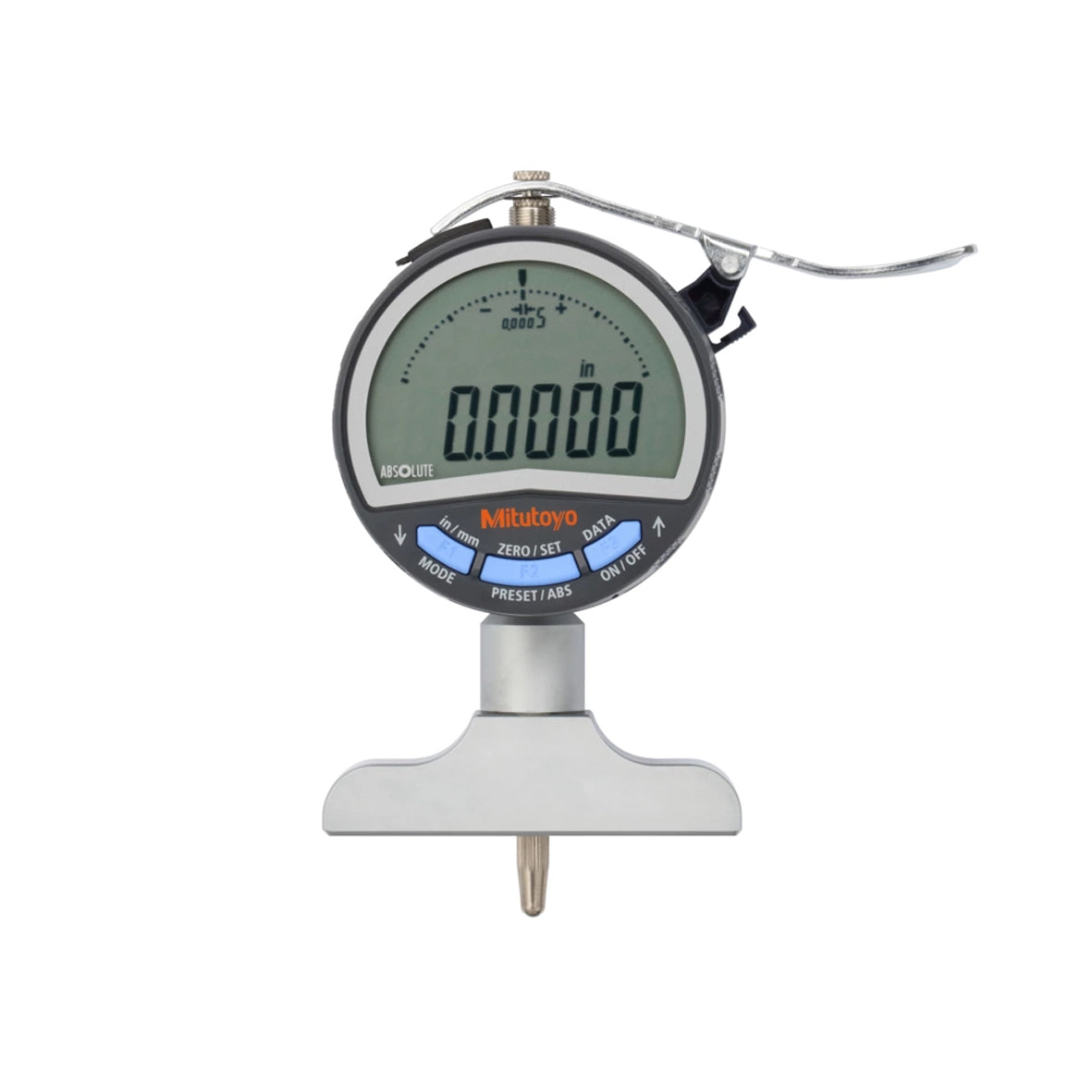Mitutoyo 547-217A Absolute Digimatic Digital Dial Depth Gauge, Range 0-200mm / 0-8", Resolution 0.01mm / 0.0005", Base 2.5 x 0.63" with SPC Data Output