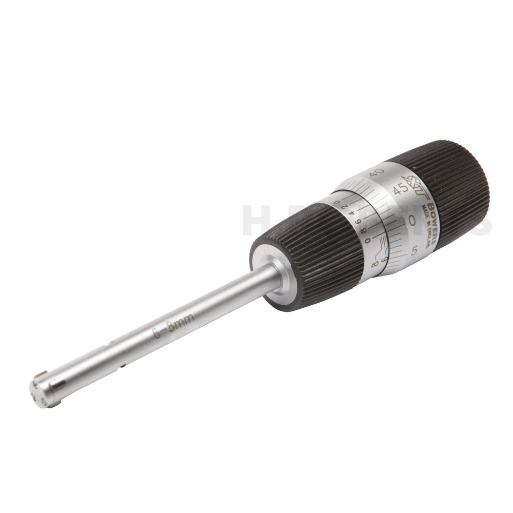Bowers MXTA6M Analogue Bore Gauge, Range 6-8mm, Graduation 0.002mm, 3-Point Contact, Supplied with Setting Ring and Ukas Certificate