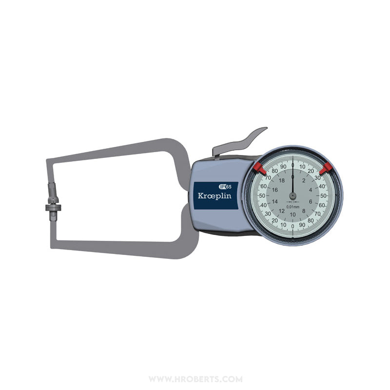Kroeplin D220T External Caliper Gauge, Range 0-20mm, Graduation 0.01mm, Measuring Depth 85mm, Measuring Contact Flat 10mm, IP65 Protection