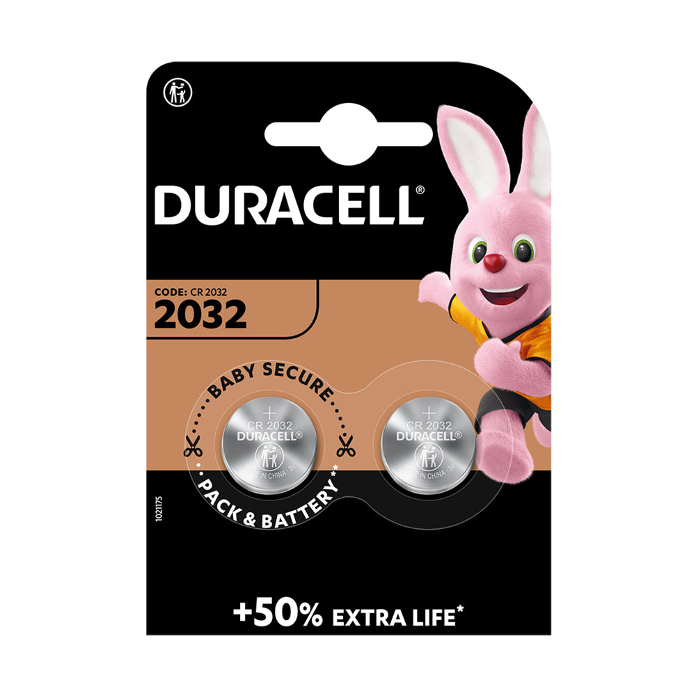 Duracell CR2032 Spare Battery - 2 Pack - Lithium Coin Cell Batteries
