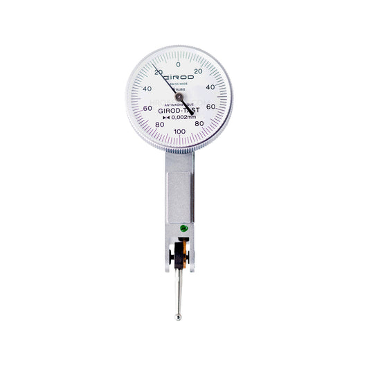 Girod GT 1253 R Lever Dial Indicator Horizontal Type, Graduation 0.002mm, Range 0.2mm, Stylus Length 12mm, Bezel Diameter 27.4mm