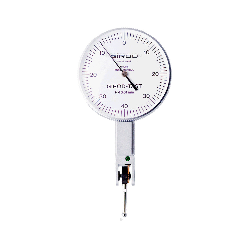 Girod GT 1452 R Lever Dial Indicator Horizontal Type, Graduation 0.01mm, Range 0.8mm, Stylus Length 12mm, Bezel Diameter 37mm