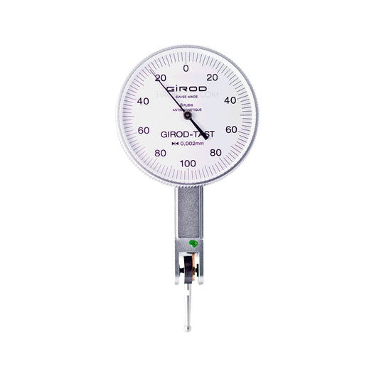 Girod GT 1453 R Lever Dial Indicator Horizontal Type, Graduation 0.002mm, Range 0.2mm, Stylus Length 12mm, Bezel Diameter 37mm
