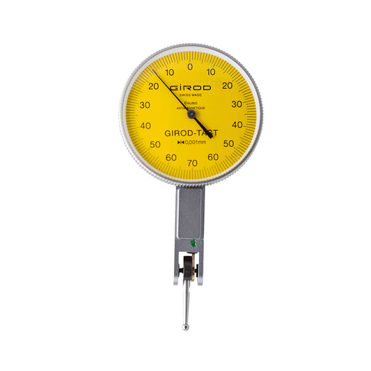 Girod GT 1456 R Lever Dial Indicator Horizontal Type, Graduation 0.001mm, Range 0.14mm, Stylus Length 12mm, Bezel Diameter 37mm