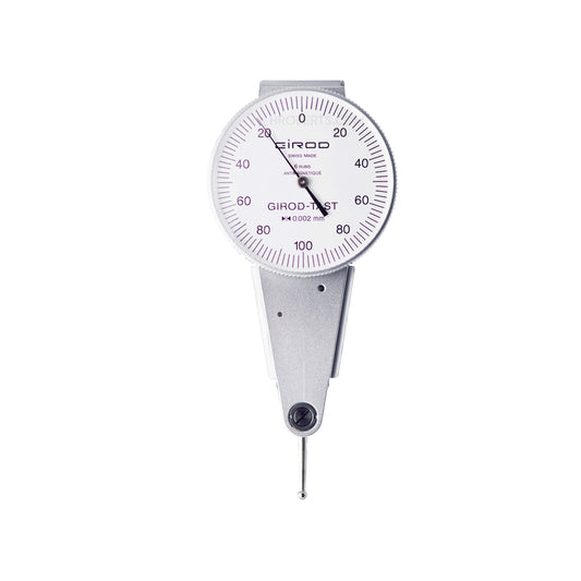 Girod GT 1493 R Lever Dial Indicator Parallel Type, Graduation 0.002mm, Range 0.2mm, Stylus Length 12mm, Bezel Diameter 37mm