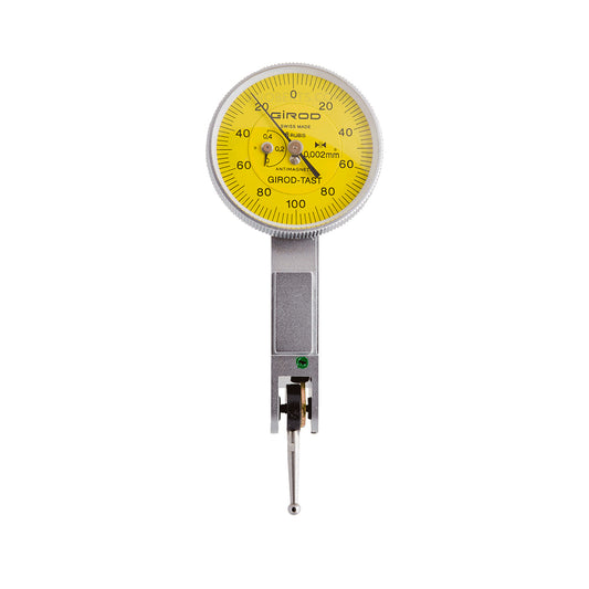 Girod GT 2253 R Lever Dial Indicator Horizontal Type, Graduation 0.002mm, Range 0.4mm, Stylus Length 12mm, Bezel Diameter 27.4mm