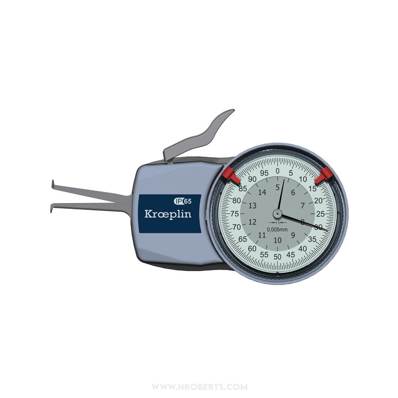Kroeplin H105 Internal Caliper Gauge, Range 5-15mm, Graduation 0.005mm, Measuring Depth 35mm, Measuring Contact Ball 0.6mm Diameter, IP65 Protection