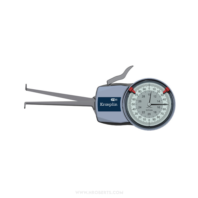 Kroeplin H210 Internal Caliper Gauge, Range 10-30mm, Graduation 0.01mm, Measuring Depth 85mm, Measuring Contact Ball 1mm Diameter, IP65 Protection