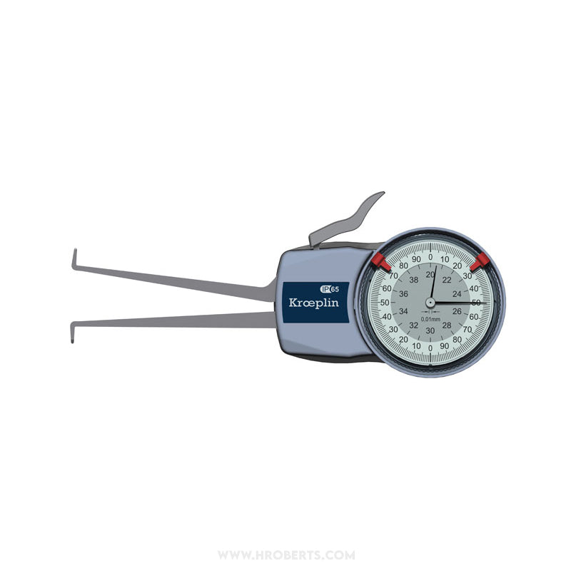 Kroeplin H220 Internal Caliper Gauge, Range 20-40mm, Resolution 0.01mm, Measuring Depth 85mm, Measuring Contact Ball 1mm Diameter, IP65 Protection