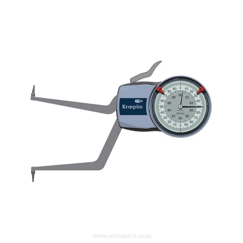 Kroeplin H280 Internal Caliper Gauge, Range 80-100mm, Graduation 0.01mm, Measuring Depth 85mm, Measuring Contact Ball 1mm Diameter, IP65 Protection