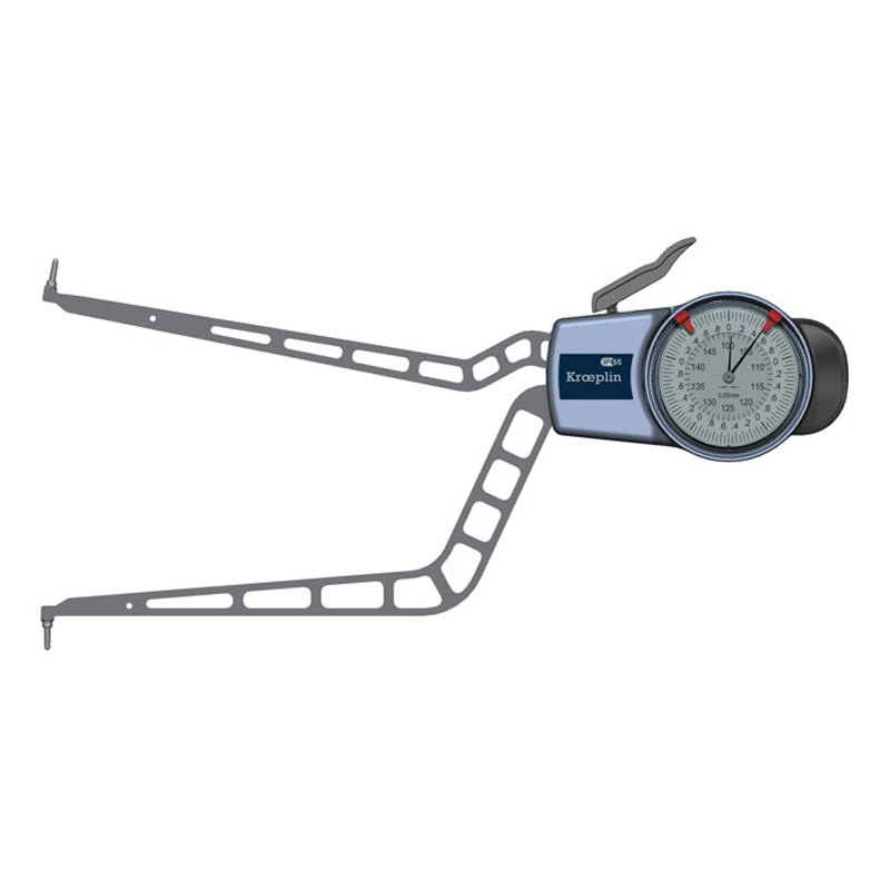 Kroeplin H4100 Internal Caliper Gauge, Range 100-150mm, Graduation 0.05mm, Measuring Depth 192mm, Measuring Contact Ball 2mm Diameter, IP65 Protection