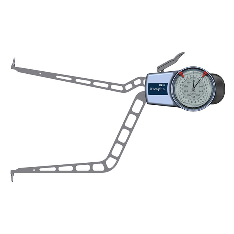 Kroeplin H4130 Internal Caliper Gauge, Range 130-180mm, Graduation 0.05mm, Measuring Depth 192mm, Measuring Contact Ball 2mm Diameter, IP65 Protection