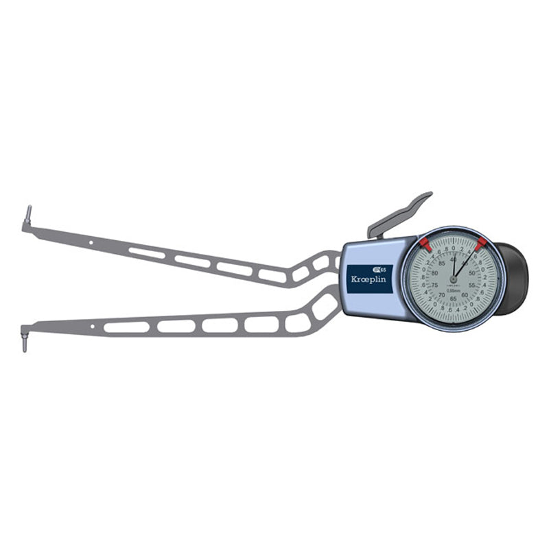Kroeplin H440 Internal Caliper Gauge, Range 40-90mm, Graduation 0.05mm, Measuring Depth 192mm, Measuring Contact Ball 2mm Diameter, IP65 Protection