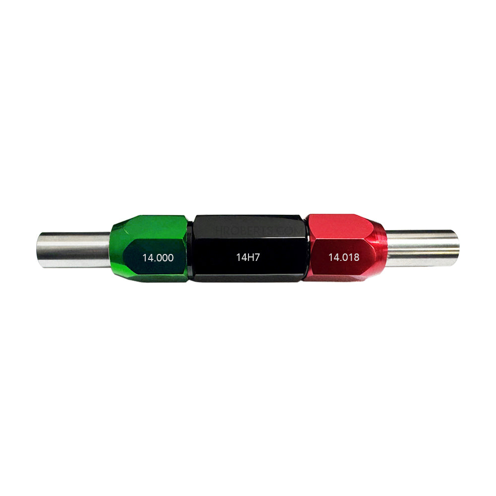 H Roberts 14mm Plain Plug Gauge - Class H7 tolerance - Go 14.000 No-Go 14.018mm