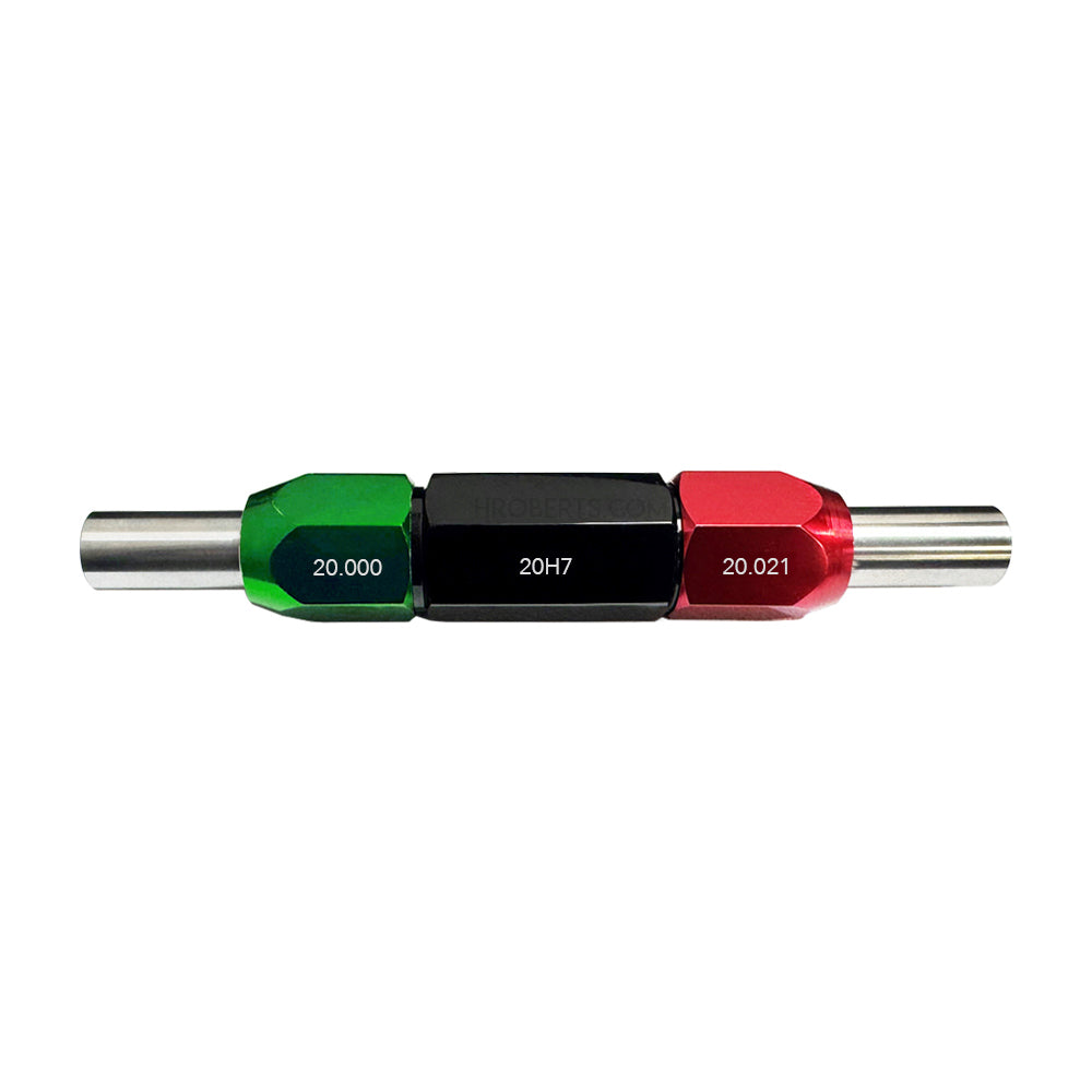 H Roberts 20mm Plain Plug Gauge - Class H7 tolerance - Go 20.000 No-Go 20.021mm