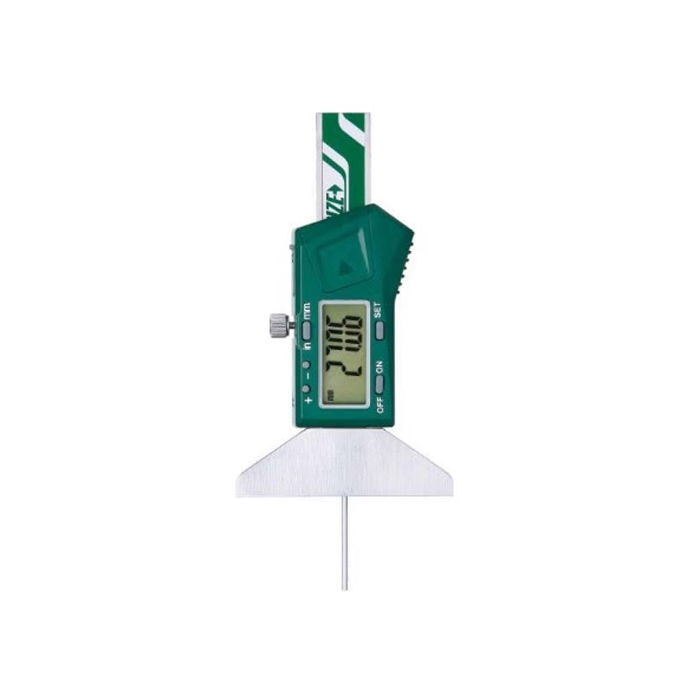 Insize 1140-50 Mini Digital Depth Gauge, 1.6mm Dia Rod, Range 0-50mm / 0-2", Resolution 0.01mm / 0.0005", Base 65 x 7mm