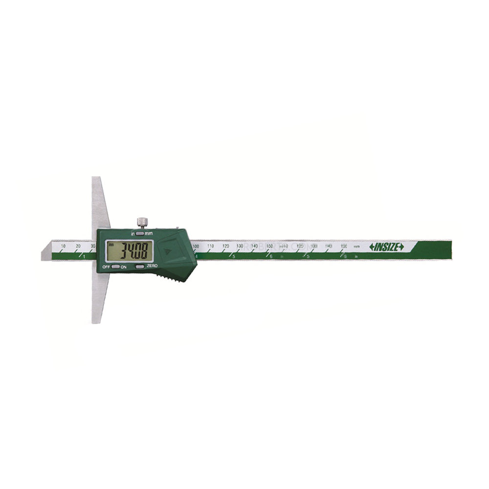 Insize 1141-200A Digital Vernier Depth Gauge, Range 0-200mm / 0-8", Resolution 0.01mm / 0.0005", Base 100 x 6mm with Data Output
