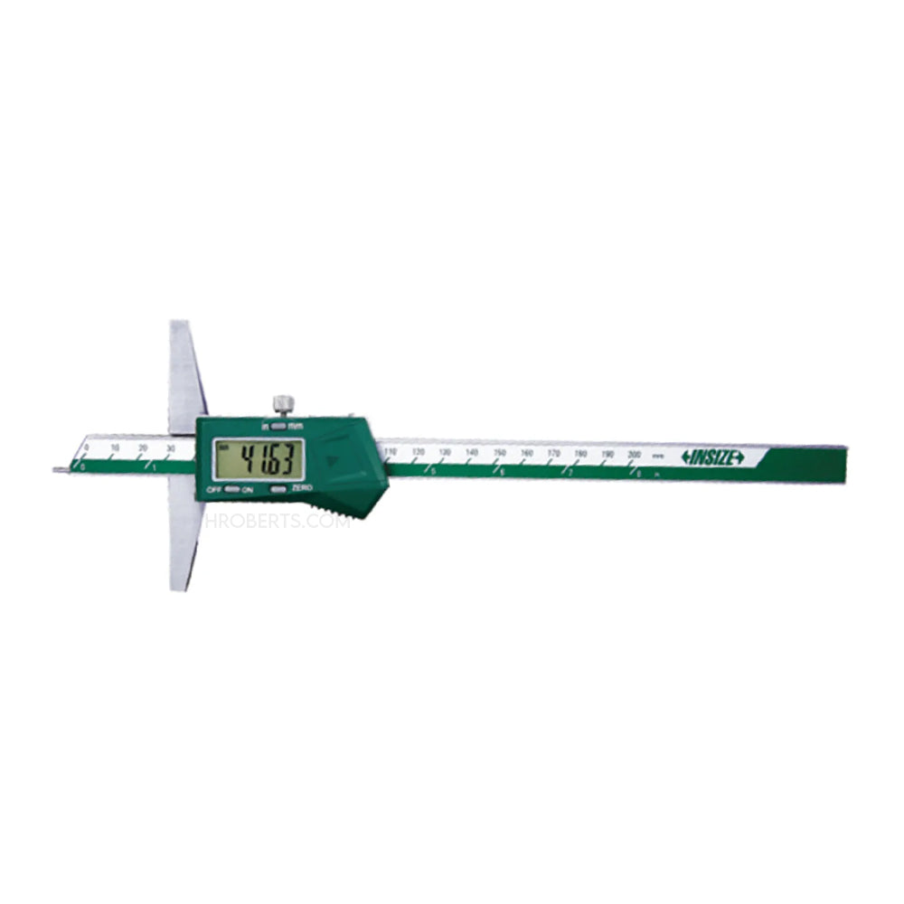Insize 1143-200A Digital Point (1.5mm Dia) Depth Gauge, Range 0-200mm / 0-8", Resolution 0.01mm / 0.0005", Base 100 x 6mm with Data Output