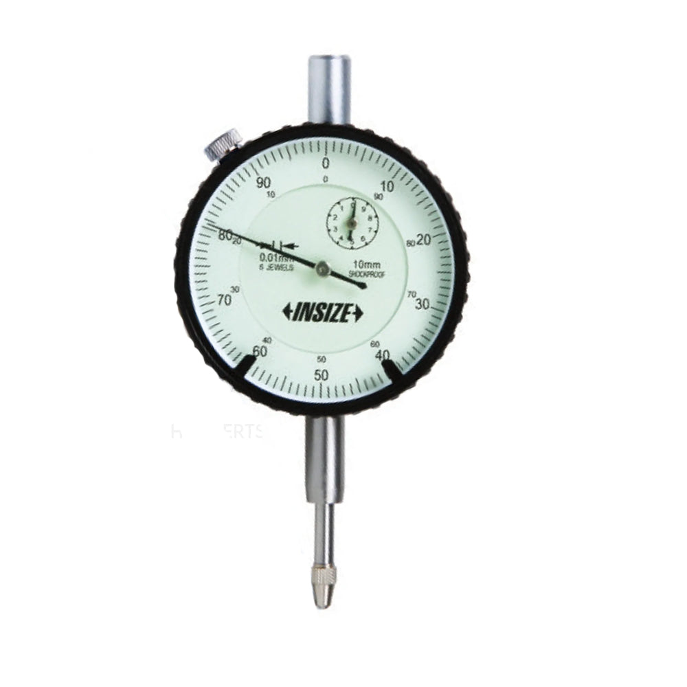 Insize 2314-10A Shock Proof Dial Indicator, Graduation 0.01mm, Range 10mm, Scale 0-100, Bezel Diameter 58mm, Lug Back