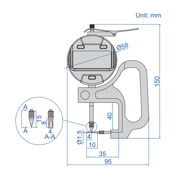 Insize 2873-101 Digital Tube Thickness Gauge, Range 0-10mm / 0-0.4", Resolution 0.001mm / 0.00005"
