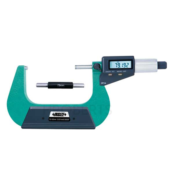 Insize 3102-100 Digital Micrometer, Range 75-100mm / 3-4", Graduation 0.001mm / 0.00005", With Data Output